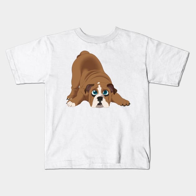 Bulldog Kids T-Shirt by SkyBlueArts